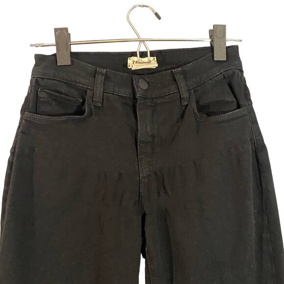 L'AGENCE Black Straight Fringe Raw Edge Trim Ankle Denim Jeans Women Sz 23 - Picture 5 of 9